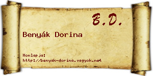Benyák Dorina névjegykártya